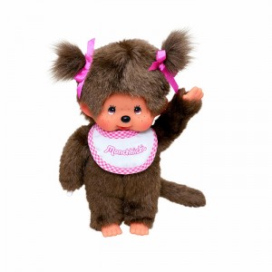 Monchhichi Classic Girl Pink White Bib | UVZ472019