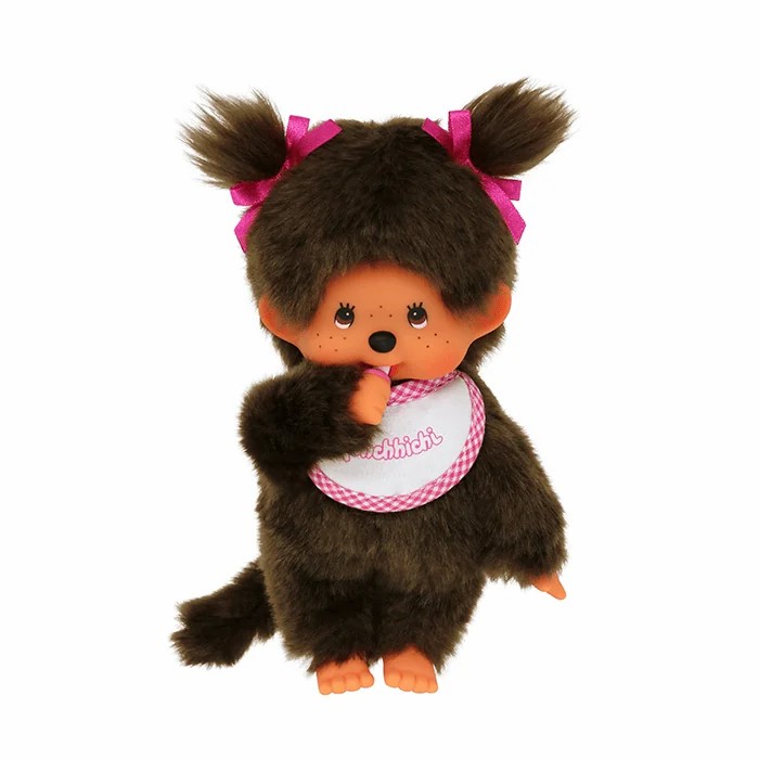Monchhichi Classic Girl Pink White Bib | UVZ472019