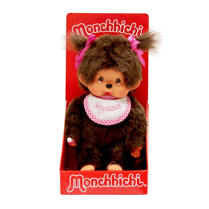 Monchhichi Classic Girl Pink White Bib | UVZ472019